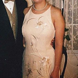 Jessica McClintock Pale Yellow Long Prom Dress 2